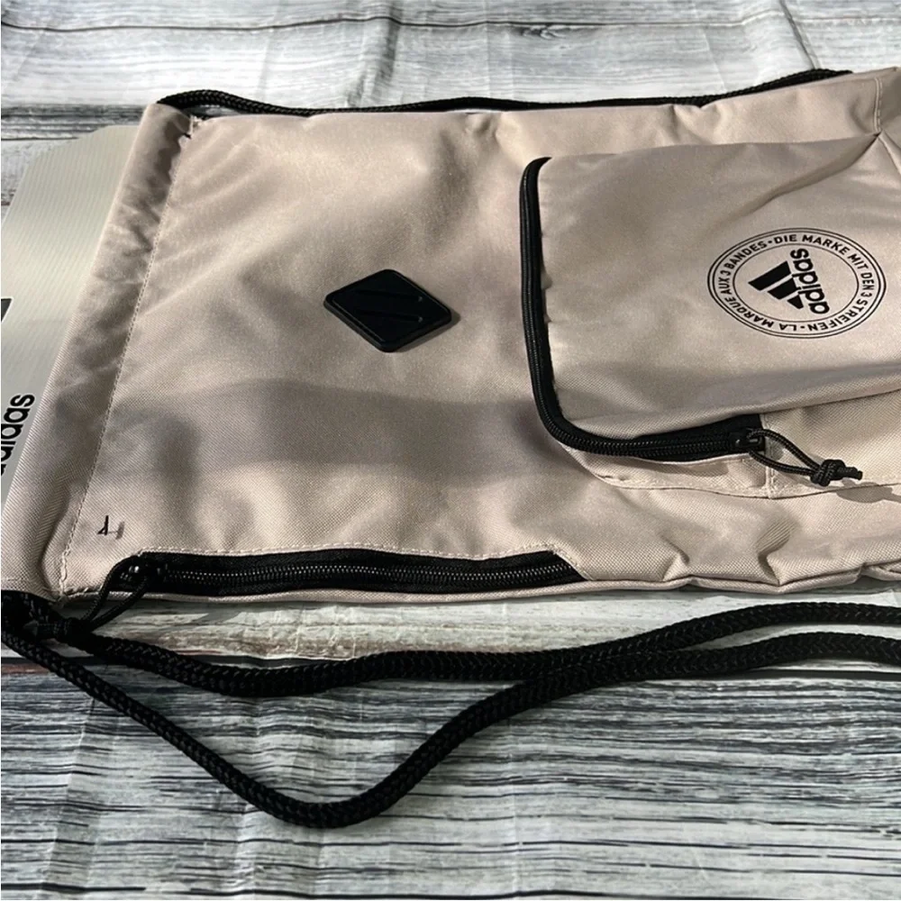 Adidas Classic 3S2 Drawstring Sackpack Wonder Beige and Black with Sporty Design